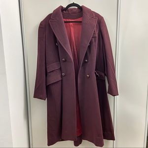 100% Pure wool long coat - dark purple